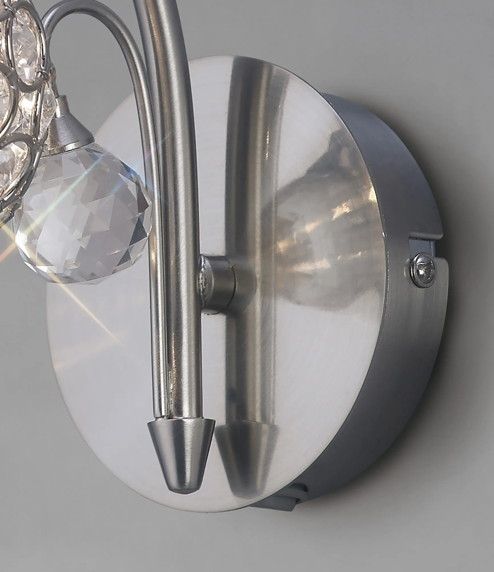 Cara Satin Nickel Crystal Wall Lights Diyas Armed Wall Lights